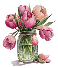 Vasetto di vetro con tulipani