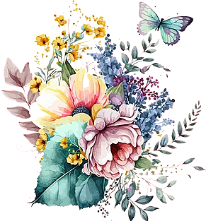 Bouquet di fiori con farfalla