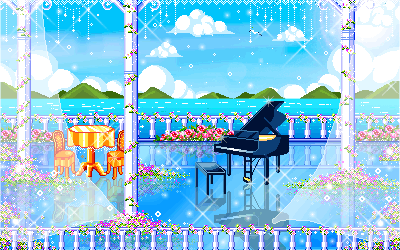 Paesaggio mare con pianoforte
