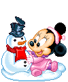 Topolina con pupazzo neve
