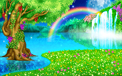 paesaggio laguna con arcobaleno